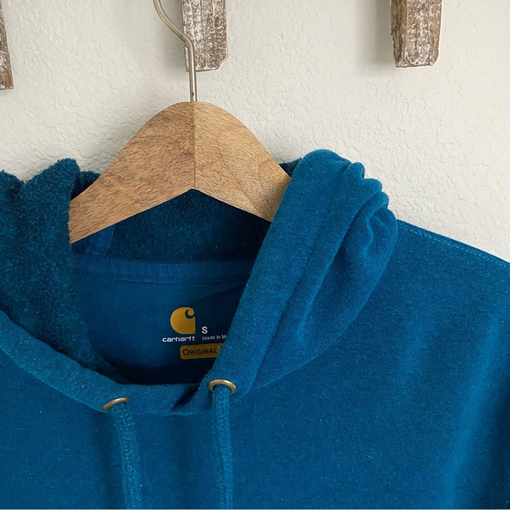 Carhartt Men’s or Unisex Small Blue Logo Oversized Loose Fit Hooded Sweatshirt - Picture 5 of 10
